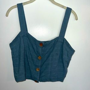 Roxy Blue Linen Tank